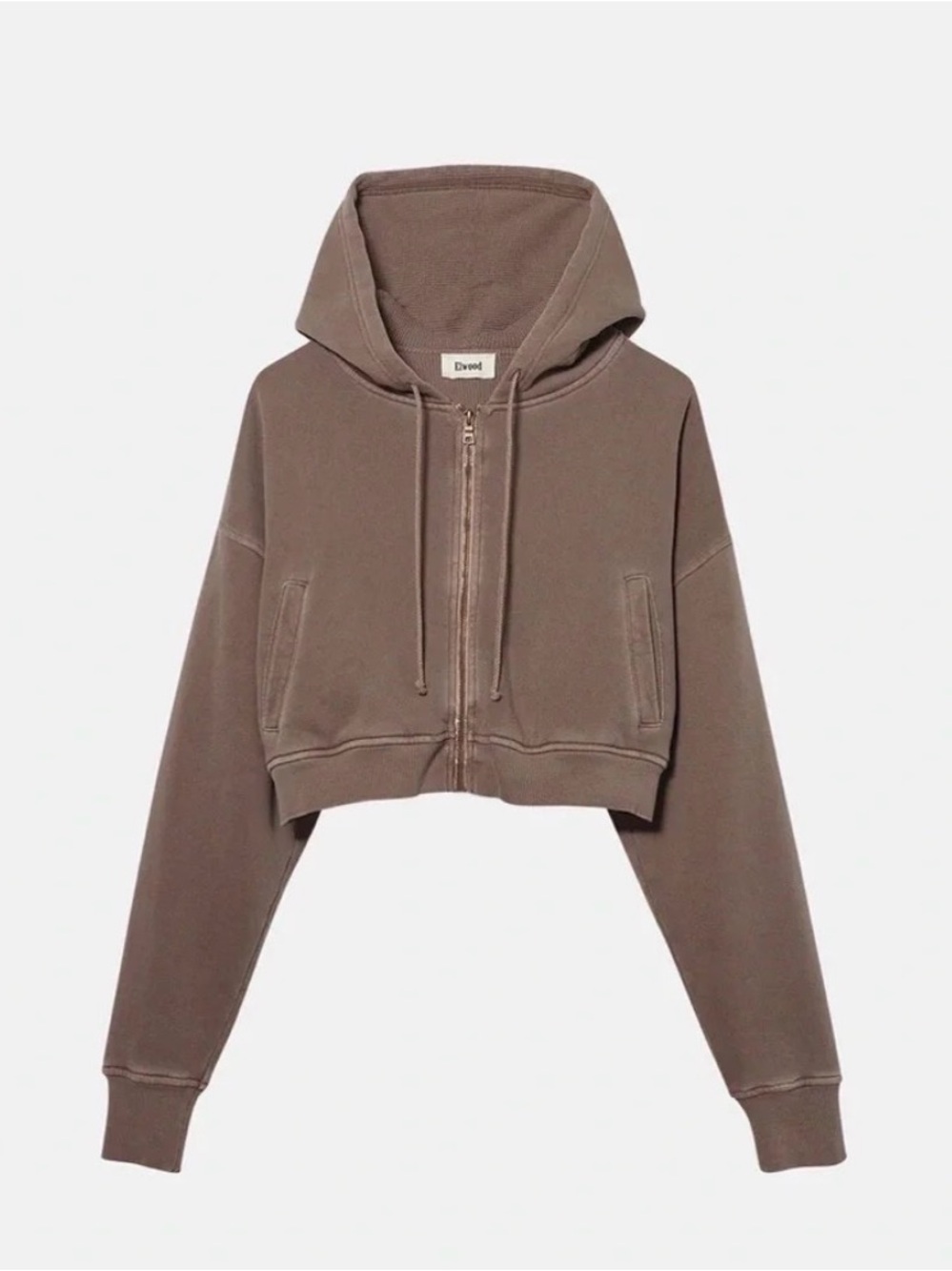 Elwood Cropped Zip-Up Hoodie in Vintage Brown